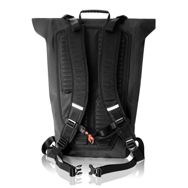 Cycling roll top backpack back